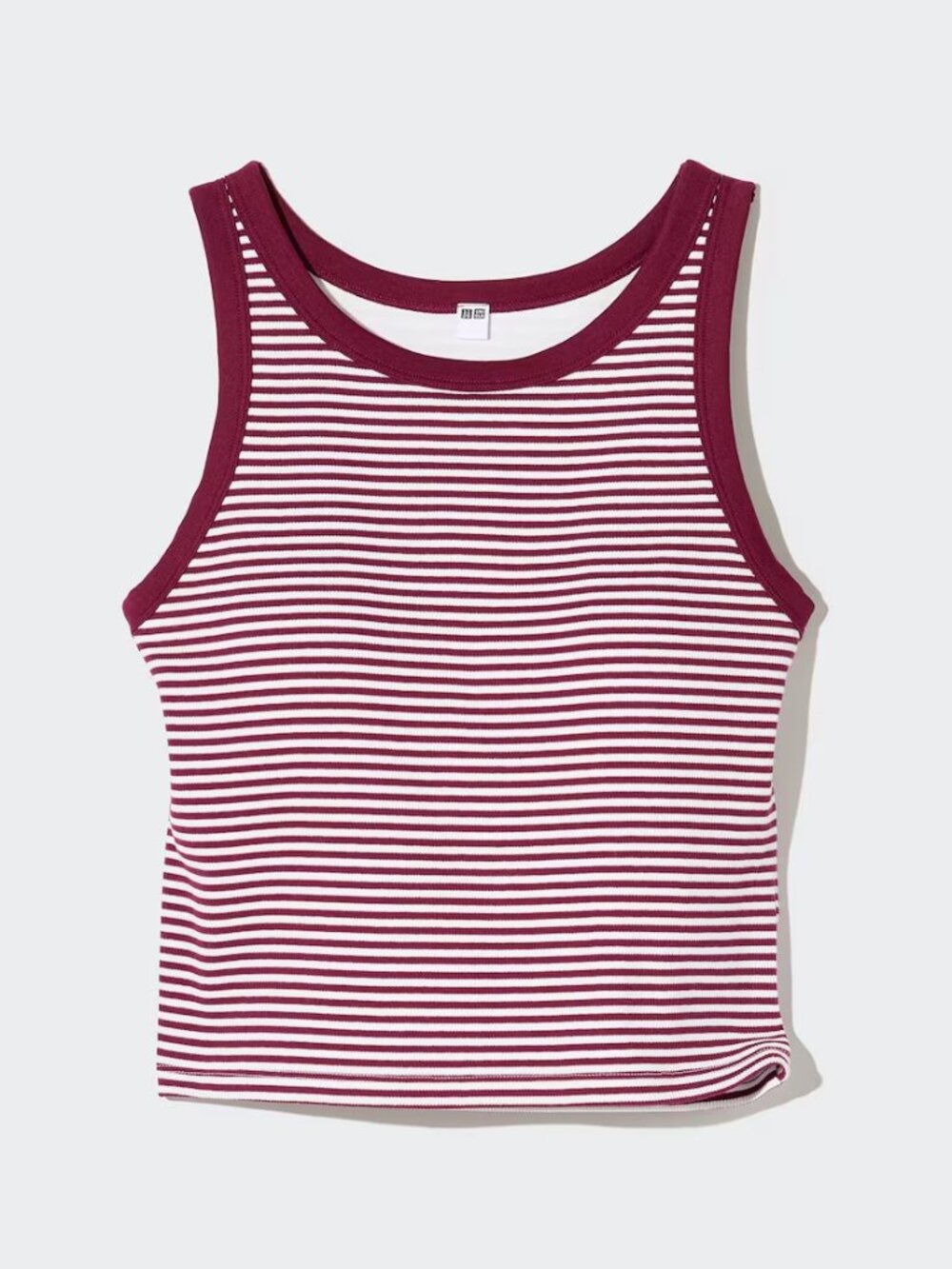 Uniqlo - Ribbed Cropped Bra Tank Top 477034(18) | Wine & White Stripe | Size XL